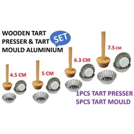 WOODEN TART PRESSER & TART MOULD ALUMINIUM SET