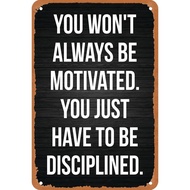 Discipline Metal Sign - Gym Motivation Wall Art for Home or Office - 8x12 Inch