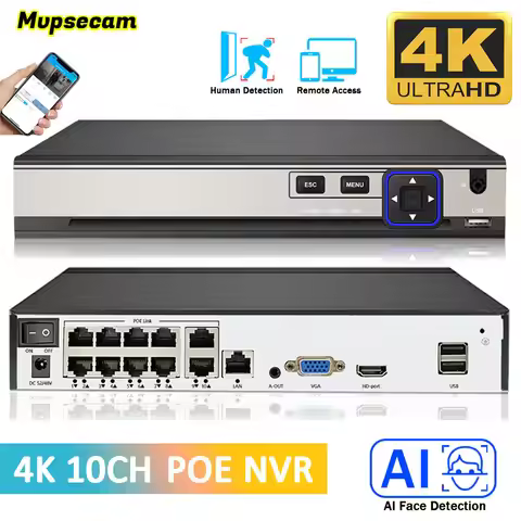 Xmeye 4K 10CH POE NVR 10Channel Video Recorder For 48V POE 8MP 5MP Security Surveillance IP Camera F