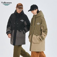 中長款羽絨服男士戶外工裝防水假兩件男情侶拼接連帽冬季羽絨外套