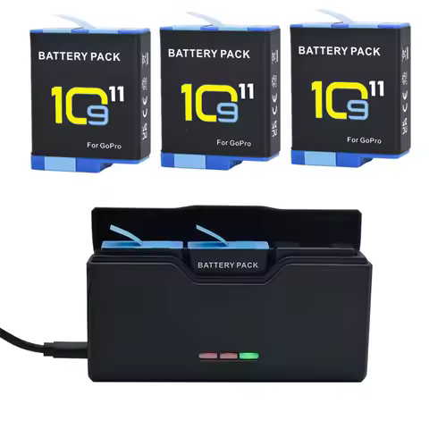 2800mAh camera battery for GoPro Hero 11 10 9 LED Light Battery Charger Battery Storage For GoPro 11