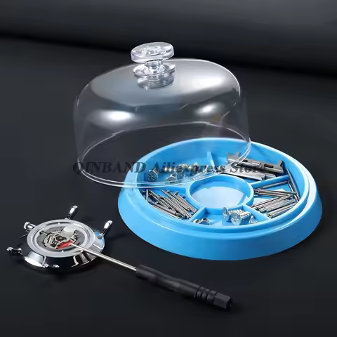 6 Slots Watch Parts Movement Dust Sheet Cover with Tray Watchmakers Moistureproof Holder Tray Storag