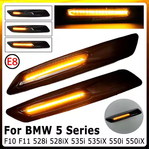 LED Dynamic Side Marker Lights Sequential Turn Signal Lamps For BMW 5-Series F10 F11 528i 528iX 535i