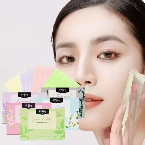 100 Pieces Portable Oil Absorbing Facial Oil Blotting Paper, Instantly Control Facial Shine and Refr