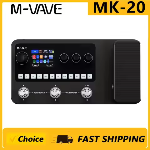 M-VAVE MK-20 Effect Pedal Guitar and Bass Multi-Function Effects Pedal with Drum Machine and Loop Fu
