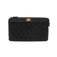 Chanel Black Lambskin Quilted Small Boy Zipped Pouch