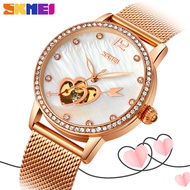 SKMEI Top Brand Luxury Ladies Automatic Mechanical Business Watch Ladies Steel Band Fashion Watch Ladies Waterproof Sports Clock