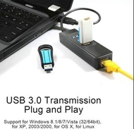 3 個 USB 3.0 連接埠多功能 1000Mbps 乙太網路高速資料傳輸 LAN 轉接器 hbackp 3 USB 3.0 Ports Multi-Function  1000Mbps Ether