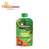 Happy Family Happy Baby Organic Broccoli &amp; Carrots with Olive Oil + Garlic, 113 g. [EXP: 15/5/24]