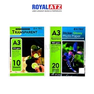 V-TEC A4 & A3 Matte, Glossy Photo, Transparent Sticker Paper | Inkjet Printer Photo Sticker Paper