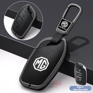 【Logo Buckle】Alloy Car Key Case Comfortable Leather Key Protection Cover For MG 4 2023 Mg4 Ev MG HS 