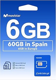 Europe Prepaid SIM Card - 6GB Data for 28 Days in UK and Europe, 60GB and 200 Minutes Calls in Spain, Europe SIM Card for iPhone and Android, Supported Hotspot, Standard/Micro/Nano