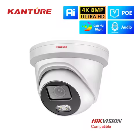 KANTURE H.265 4K POE CCTV Security Camera 8MP Ultra HD Weaterproof Video Surveillance Kit Color Nigh