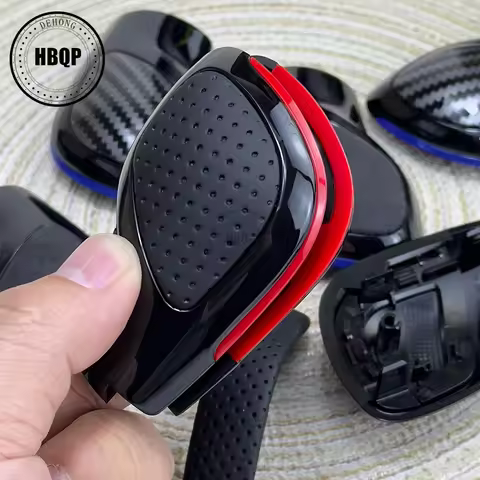 1PCS black baking paint with leather shift handle gear side cover DSG logo for VW Golf 6 7 R GTI Pas