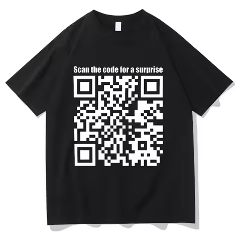 Funny QR Code T-shirts Prank Funny Cotton Tops Scan The Code for A Surprise Tees Women Men Creative