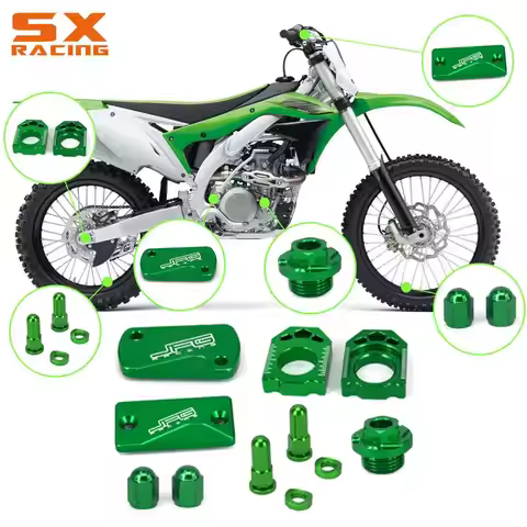 Motorcycle Brake Fluid Reservoir Cover Axle Block Set For KAWASAKI KX250 2005-2008 KX250F 04-16 KX45