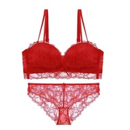 สีดำเซ็กซี่ Push Up Bras และกางเกงชุดตาข่ายลูกไม้เกาหลี Bras โปร่งใสเย็บปักถักร้อย Ensemble Femme 2 