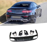 Gloss Black Rear Bumper Lip Diffuser with Exhaust Muffler Tips for Benz E Class C238 E200 E300 E53 A