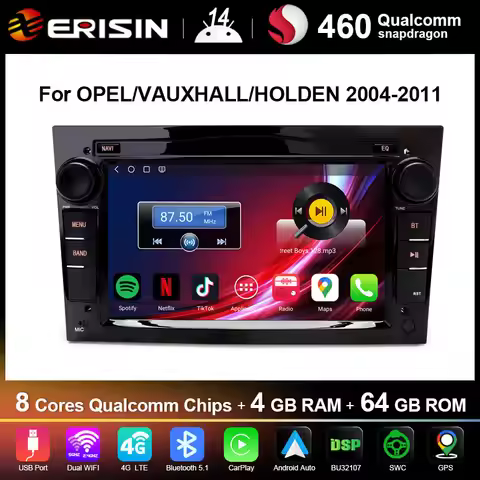 Erisin ES6660PB 7" Android 14.0 Car Stereo for Opel Zafira Meriva Antara Combo Multimedia CarPlay Au