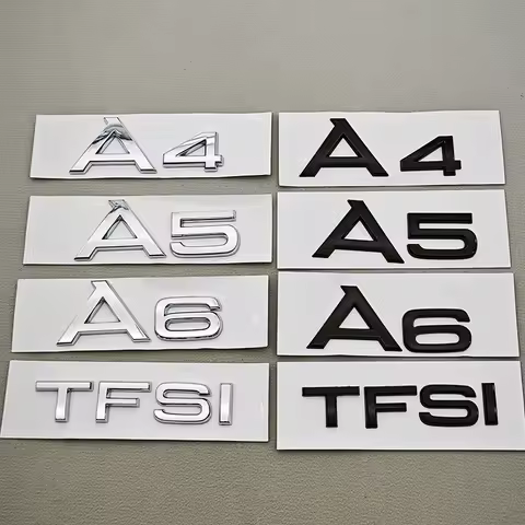 3D ABS Chrome Black Car Letters Logo A4 A5 A6 TFSI Sticker Rear Trunk Badge Emblem Decal For Audi A4