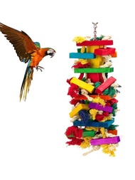 1隻鸚鵡玩具,大號和中號非洲灰鸚鵡咬咬玩具,木製彩色鳥類用品