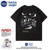 Nasa HGBP fashion co-branded Cotton T-shirt for men and women Casual Short-sleeved T shirt Round Nec