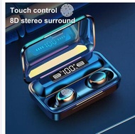 BASS Bluetooth Earphone Nirkabel Headset F9-5 TWS 5.0 LED Display 9D HiFi Stereo Mini IPX7 Tahan Air