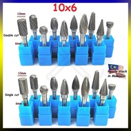 10x6mm Tungsten Carbide Burr 6mm Single Cut Double Cut Rotary Porting Tool Mata Porting Mata Korek