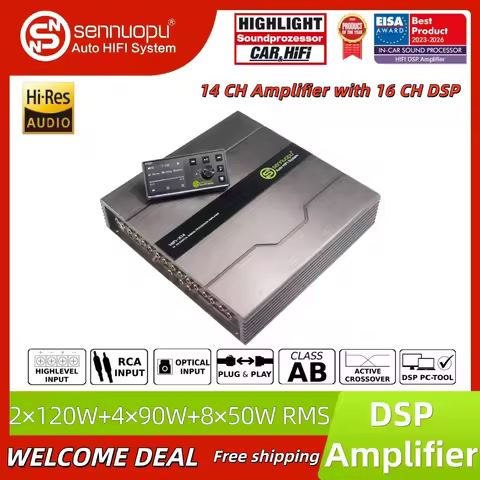 Sennuopu X14 16-Channel DSP Car Audio Processor | 14CH Class AB Automotive Amplifier, Auto Sound Mod