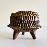 【裙襬搖搖霧面金】手工陶手捏花盆系列 金屬釉手作陶盆 塊根盆栽