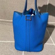 H Hermes愛馬仕水桶包18 b3坦桑尼亞籃 tc皮y刻銀扣，超級顯白百搭