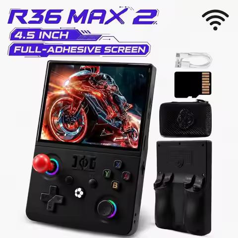 R36MAX2 Retro Gaming Console4.5 Inch 4K HD IPS Screen Retro Video Game Console, Handheld Game Consol