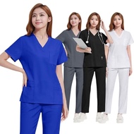 Classic V-neck Nurse Uniforms Short-sleeved Medical Scrub Set Hospital Doctor Working Suit Slim Fit 