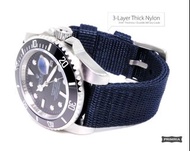 🇭🇰 包郵 🏃‍♂️ NAVY BLUE 海軍藍 加厚 4mm 尼龍錶帶20mm 21mm 22mm 23mm 24mm SEIKO CITIZEN TUDOR PANERAI ROLEX SINN 