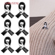 LAMUSENJ Funeral Ribbon Badge Brooch, Breast Cancer Skin Cancer Black Ribbon Pin, Enamel Black Ribbo