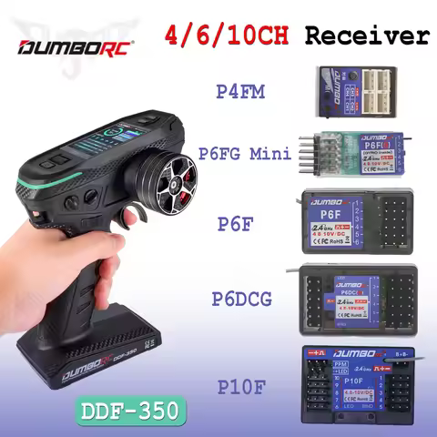DUMBORC P4FM/P6F/P6DC/P6FG Mini/P10FG Radio Control System Receiver 4/6/10CH for X4 X6 DDF-350 Trans