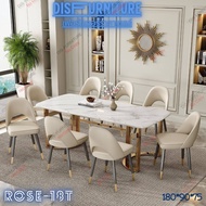 Disfurniture โต๊ะอาหารหินแท้ลายหินอ่อน รุ่น Rose-18T พร้อมเก้าอี้8ตัว(สินค้าพร้อมส่ง)