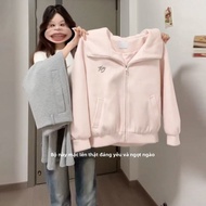 Y6Y | Áo Khoác Sweater Hooded Màu Hồng có Cổ Lớn