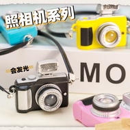 Small Small Camera LED Light Sound Glowing Keychain Camera Necklace Pendant Phone Case Creative Gift