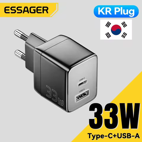 Essager 33W Korea Plug GaN Charger USB Type C For iPhone 16 15 14 Pro Max PD Fast Charging Charger F