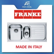 FRANKE FOX 651-RHD DOUBLE BOWL STAINLESS STEEL MADE IN ITALY KITCHEN SINK WITH DRAINER