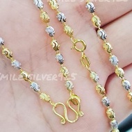 พ16 สร้อยคอ เม็ดไข่SS 3มิล เงินแท้ 92.5% Italy ชุบ2กษัตริย์ (WG+G)