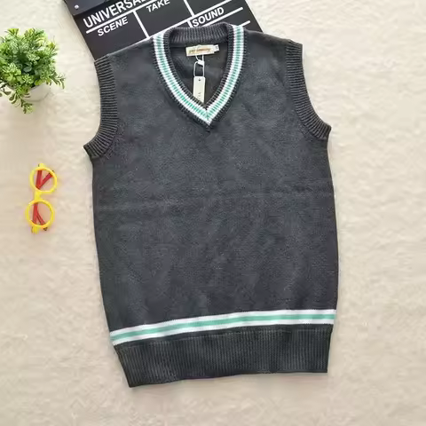 Sleeveless V-Neck Cosplay Sweater Magic School Uniform Stripe Cotton Knit Hufflepuff Ravenclaw Slyth