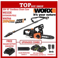 WORX WG322E Cordless Chain Saw Mesin Potong Pokok+WD163 20V Lawn Mower Grass Trimmer+WA1066 ChainSaw Extension Pole