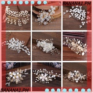 BANANA Bridal Hair Comb Handmade Crystal Peals Wedding Hair Ornaments