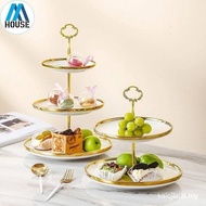 Light Luxury Ceramic 2/3 Tire Cake Stand Dessert Fruit Cake Display Plate for Birthday Party Wedding