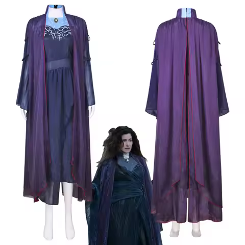 Movie Agatha Harkness Cosplay Purple Dress with Cloak Woman Witches Costume Halloween Carnival Party