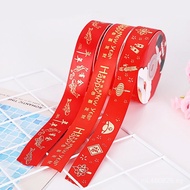 Accessories Ribbon Gift Gold Stamping Ribbon Christmas Home Textile Packaging Christmas Satin Ribbon