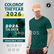 Simple 2026 Color of The Year TRANSFORMIVE TEAL Solid Color Round Neck Drifit T-shirt Size XS-XXL