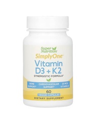 D3 วิตามินดี3 + วิตามินเค2 Super Nutrition, Vitamin D3 + K2 จำนวน 60 เม็ด หมดอายุ 10/2025